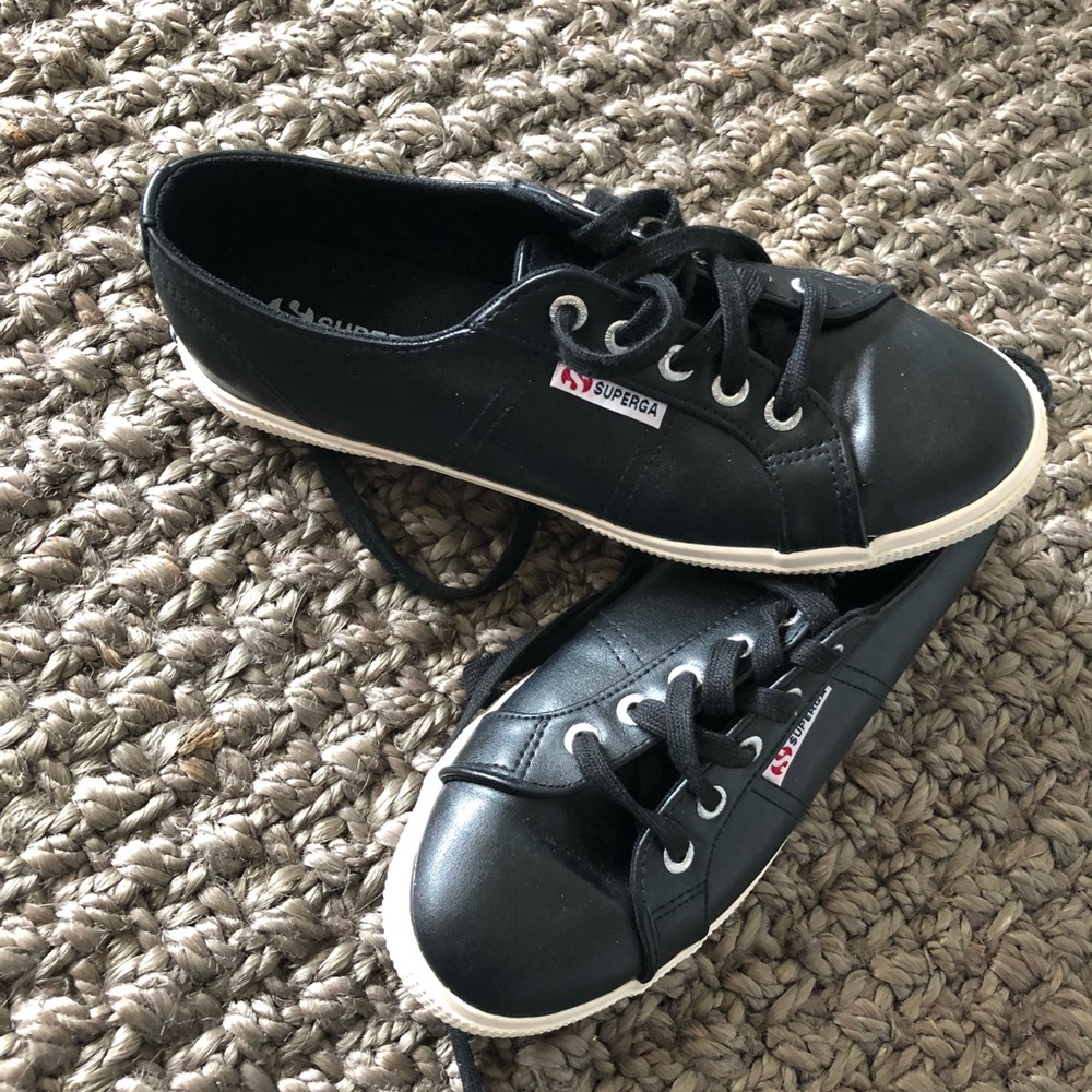 Shiny Black Superga Sneakers